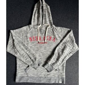 Nebraska Huskers Hoodie Mens Med Gray Pullover Sweatshirt Spellout Blue 84